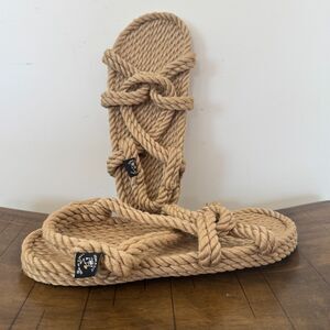 Nomadic State of Mind Rope Sandals Women’s 6 Beige Braided Boho Beach Slip On